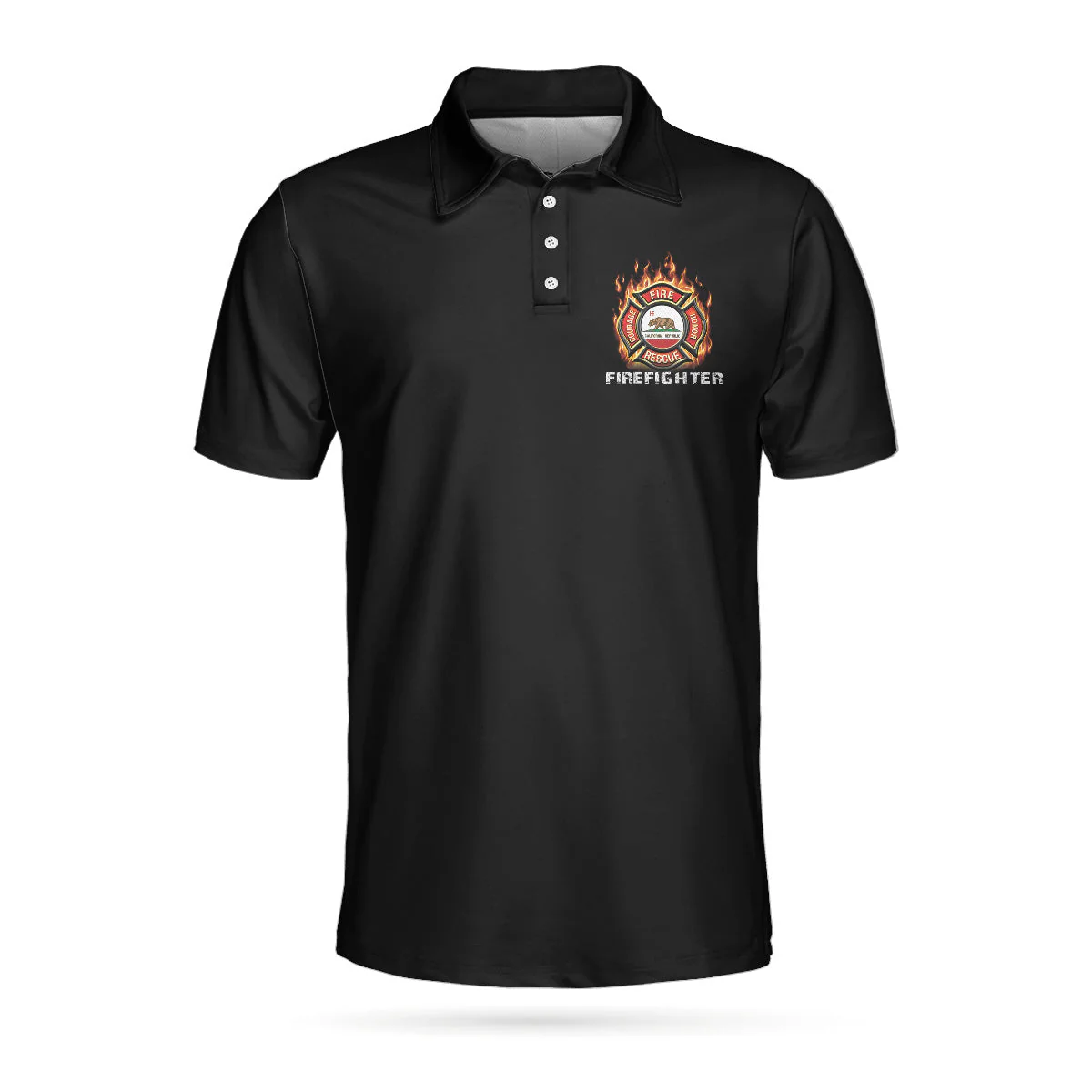 Personalized Firefighter Men Polo Shirt, Firefighter California Flag Custom Shirt For Men, Gift For Firefighter - Image 3