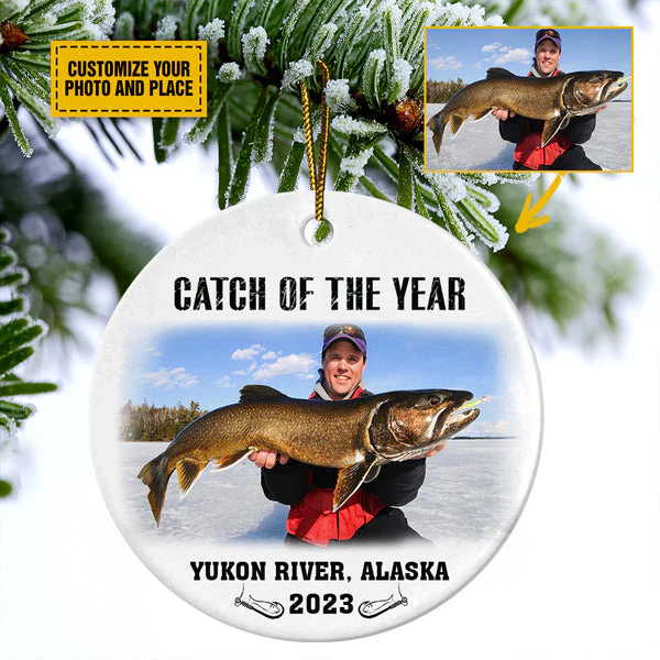 Personalized Fishing Ceramic Christmas Ornament - Custom Photo Catch Of The Year Ceramic Ornament, Gift For Fishing Lover, Holiday Decor - Image 3
