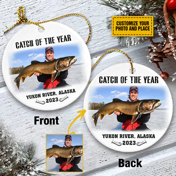 Personalized Fishing Ceramic Christmas Ornament - Custom Photo Catch Of The Year Ceramic Ornament, Gift For Fishing Lover, Holiday Decor - Image 4