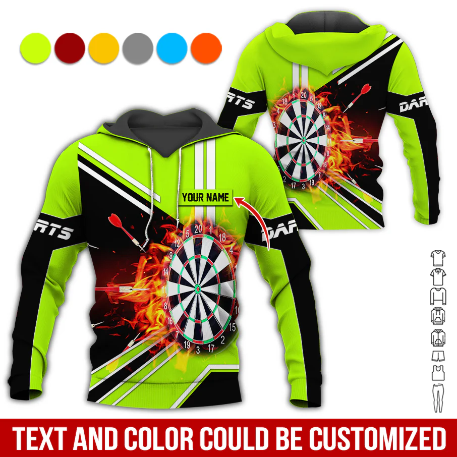 Personalized Flaming Dartboards Premium Hoodie ,Customized Name Hoodie, Perfect Gift For Darts Lovers, Darts Player - Image 3