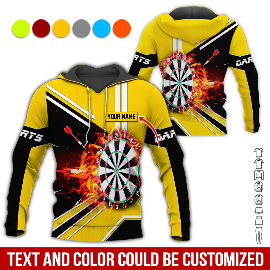 Personalized Flaming Dartboards Premium Hoodie ,Customized Name Hoodie, Perfect Gift For Darts Lovers, Darts Player - Image 6