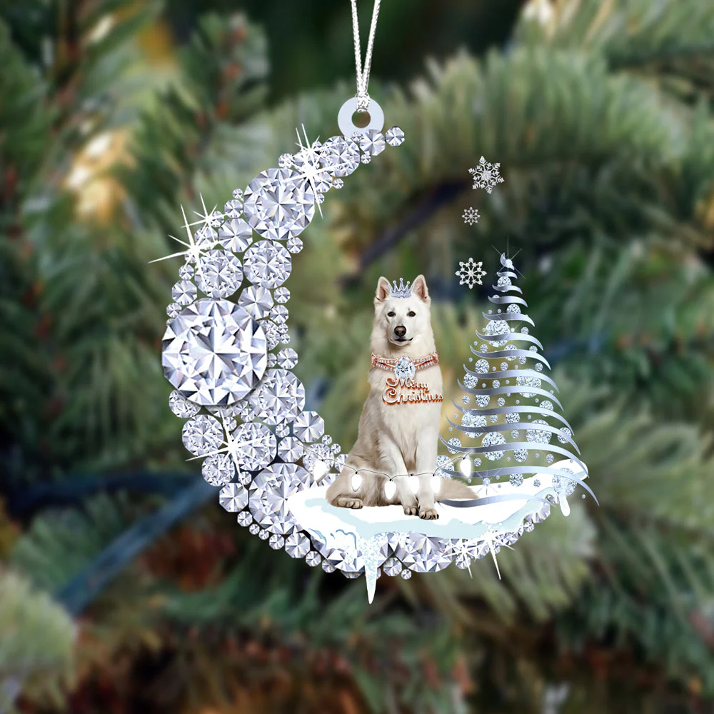 Personalized German Shepherd Diamond Moon Merry Christmas Mica Ornament - Best Gift For Dog Lovers, Dog Owners - Image 2