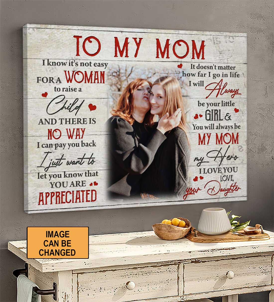 Personalized Gift For Mom Landscape Canvas - My Mom My Hero Canvas - Custom Gift For Mom From Daughter Son, Mother's Day, Anniversary, Birthday, Presents for Mom
