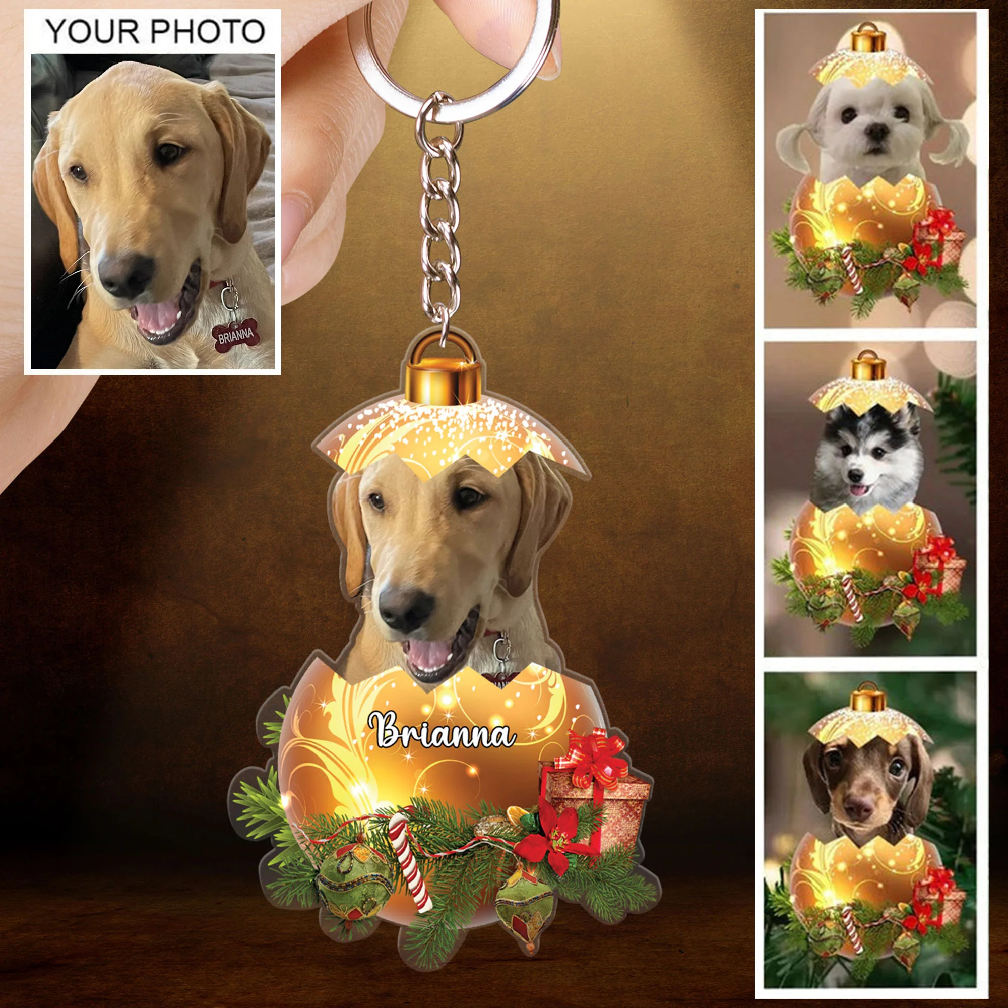 Personalized Gift For Pet Lovers, Custom Image Pet In Egg Acrylic Keychain For Pet Lovers - Image 2