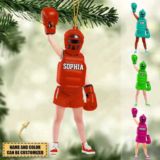 Personalized Girl Boy Boxer Acrylic Christmas Ornament - Christmas Gift For Boxing Lovers Kids, Boxing Players - Image 2