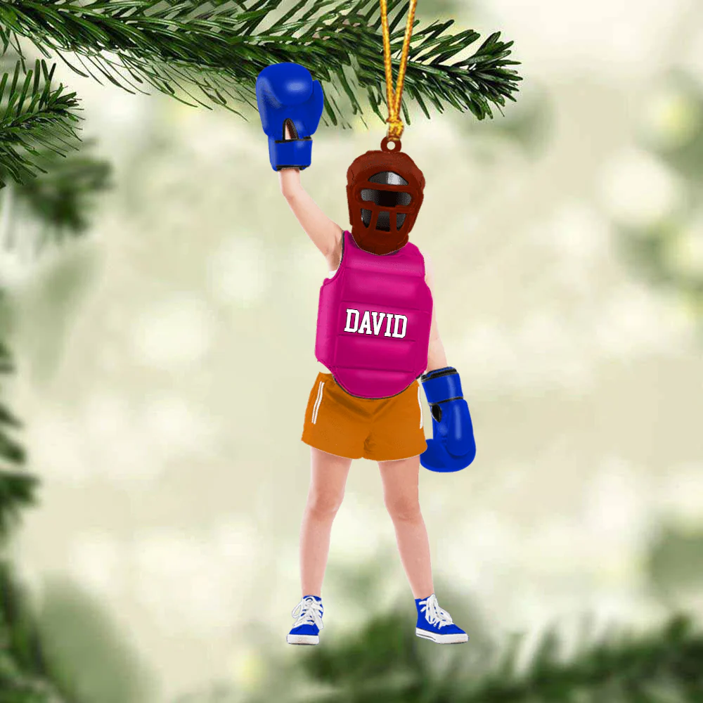 Personalized Girl Boy Boxer Acrylic Christmas Ornament - Christmas Gift For Boxing Lovers Kids, Boxing Players - Image 3