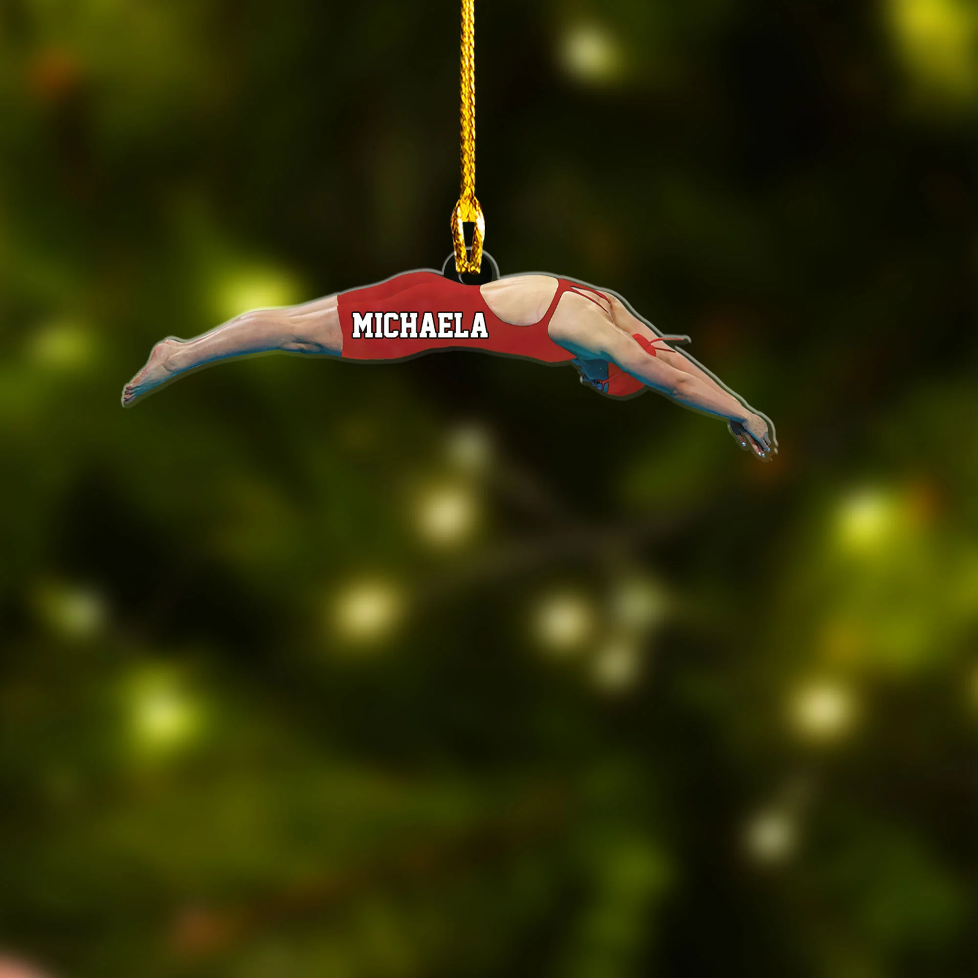 Personalized Girl, Female Swimmer Acrylic Ornament, Gift For Swimming Lovers, Swimmer - Best Custom Shape Ornament Decor Christmas - Image 3
