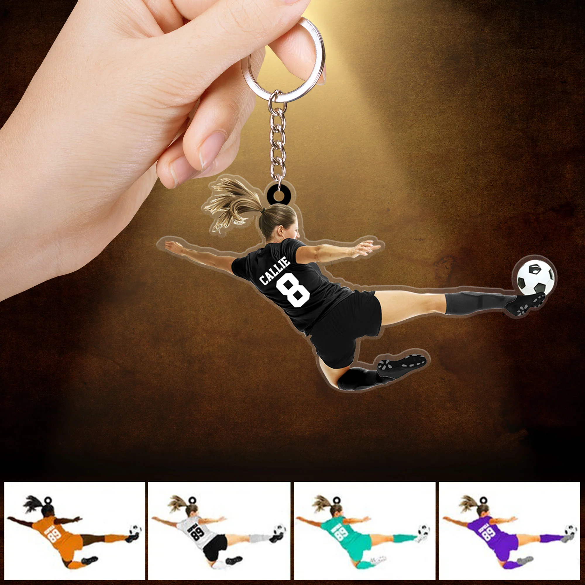 Personalized Girl Soccer Player Acrylic Keychain, Gift For Girl Soccer Players - Best Custom Shape Acrylic Keychain Christmas Decor - Image 2
