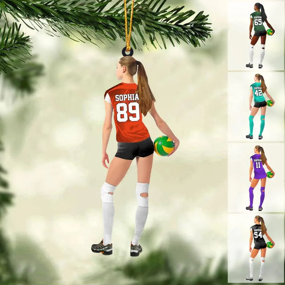 Personalized Girl Volleyball Players Holding Ball Acrylic Ornament - Gift For Volleyball Players, Woman, Female - Image 2