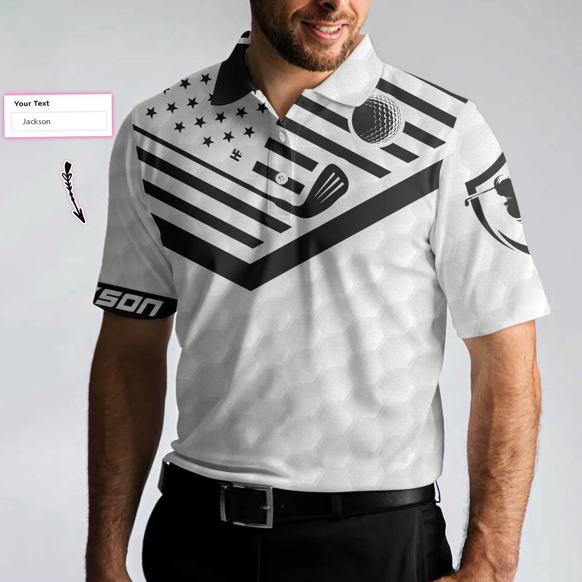 Personalized Golf Men Polo Shirts - Your Hole Is My Goal Golfers American Flag Custom Name Polo Shirts - Perfect Gift For Men, Golfers, Golf Lover - Image 4