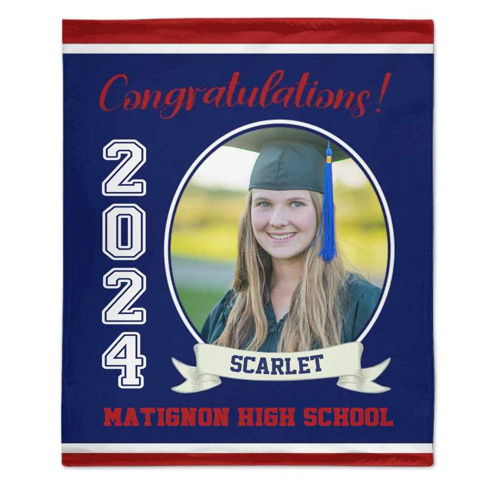 Personalized Graduation Blanket 2024 Graduate, Custom Photo, Name And School, Perfect Gifts for Graduation - Image 2