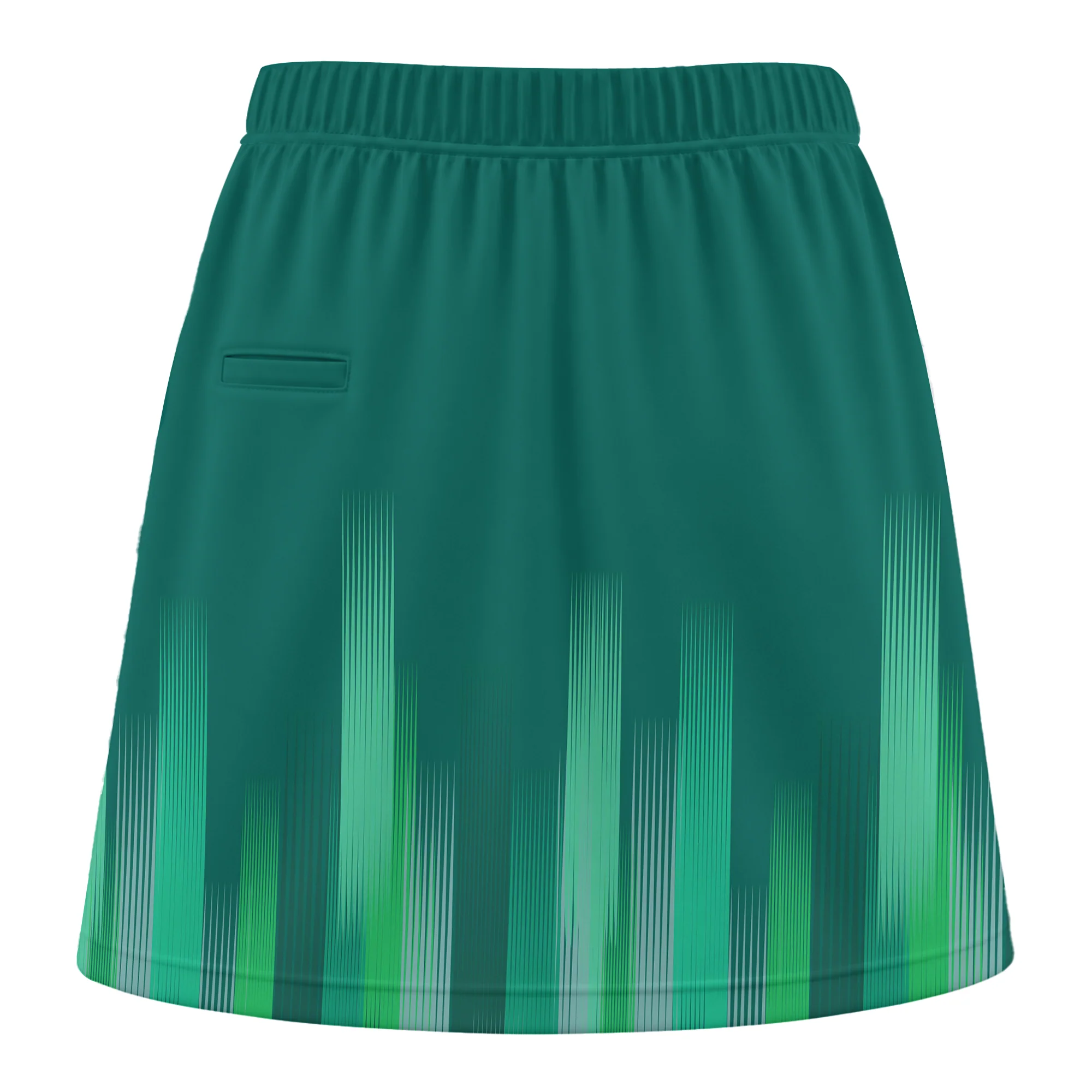 Personalized Green Stripes Lights Trouser Skirts With Shorts Underneath, Bowling Skorts With Pockets - Image 5