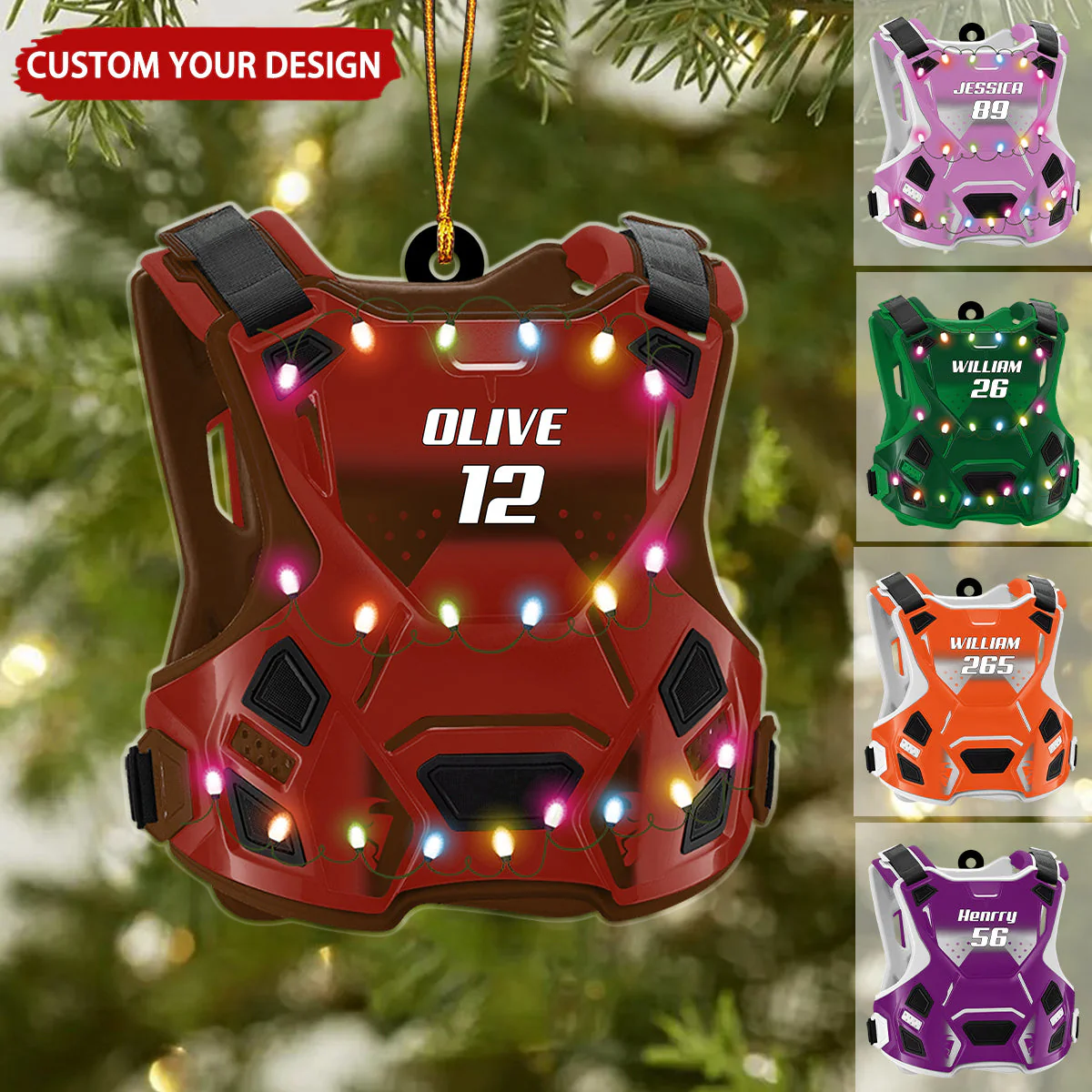 Personalized Guardian Vest Chest Protector Motocross Rider Flat Acrylic Ornament, Ornament Gift For Son, Daughter, Grandson - Image 2
