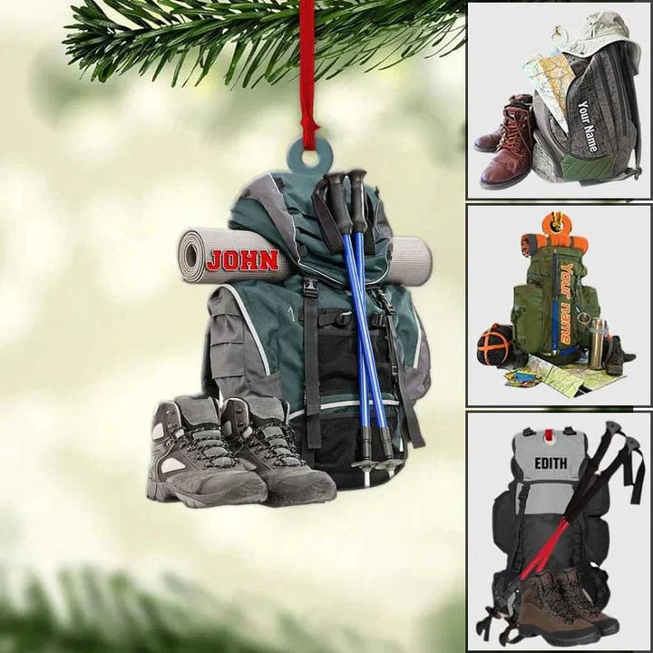 Personalized Hiking Bag Acrylic Christmas Ornament, Hiking Trekking Ornament Gift For Camping Lovers, Hiking Lovers - Image 2