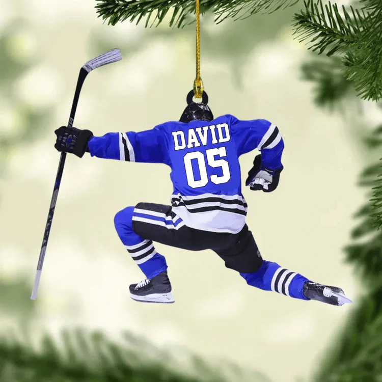 Personalized Hockey Christmas Ornament, Custom Name And Number For Hockey Players, Gift For Son - Image 3