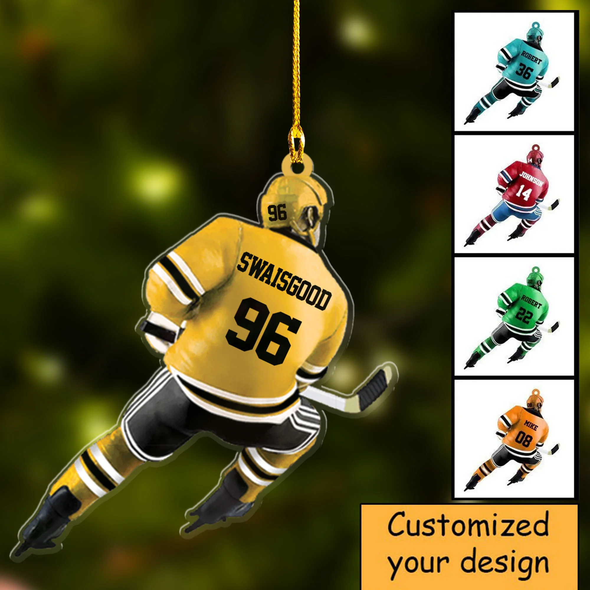 Personalized Ice Hockey Player Christmas Ornament - Great Gift Idea For Ice Hockey Lovers - Image 2