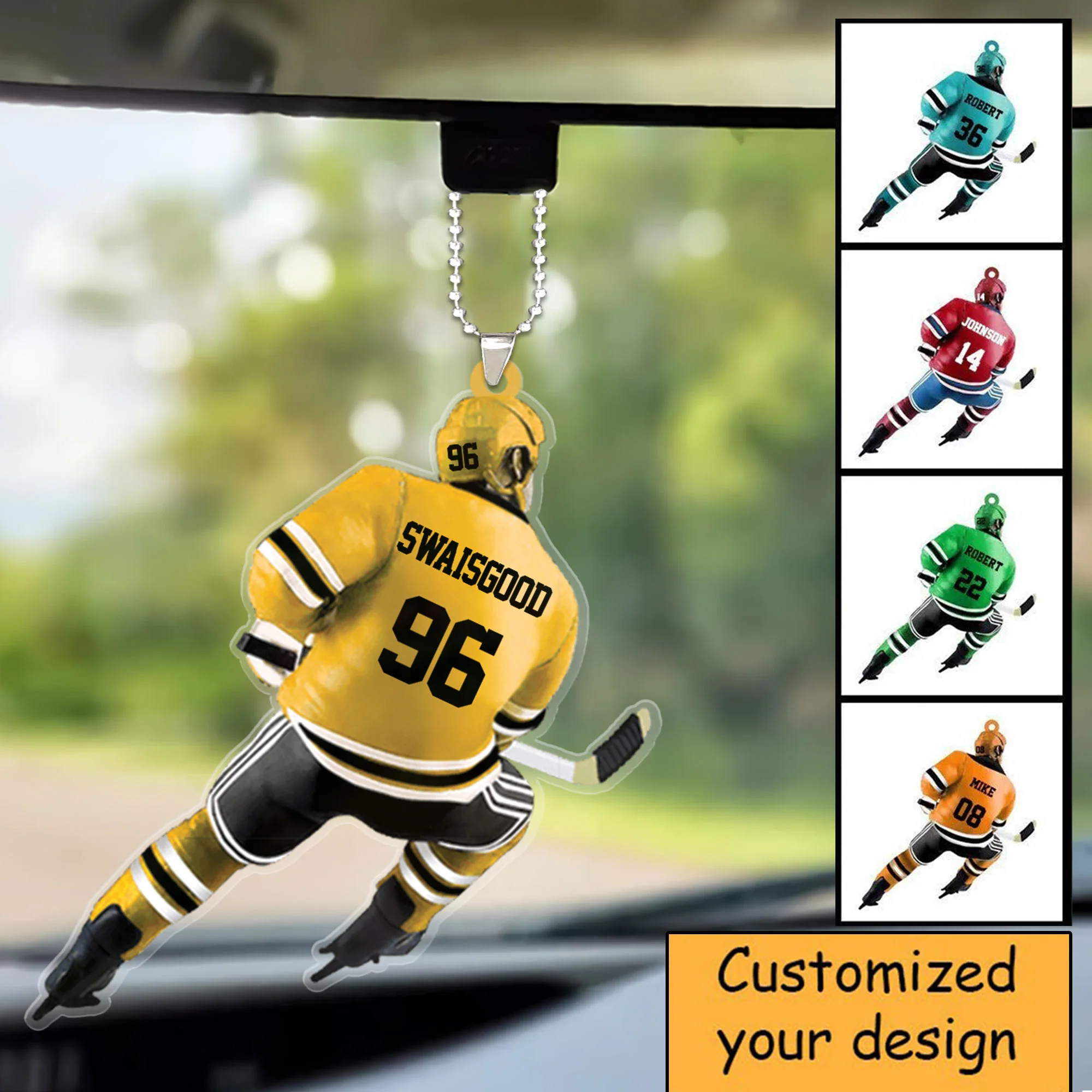 Personalized Ice Hockey Player Christmas Ornament - Great Gift Idea For Ice Hockey Lovers - Image 4