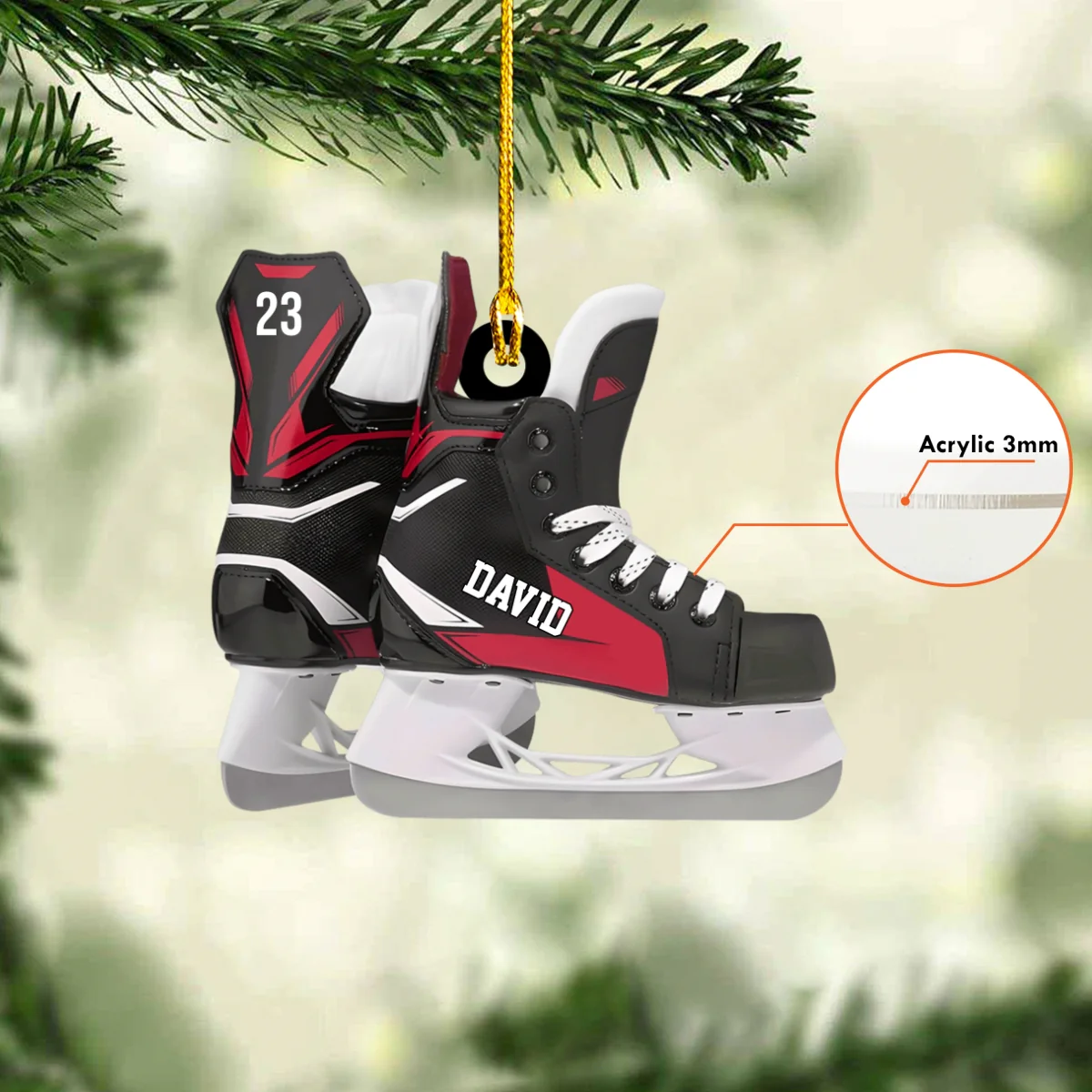Personalized Ice Hockey Skates Flat Acrylic Ornament, Meaningful Ornament Gifts For Hockey Player, Son, Grandson - Image 4