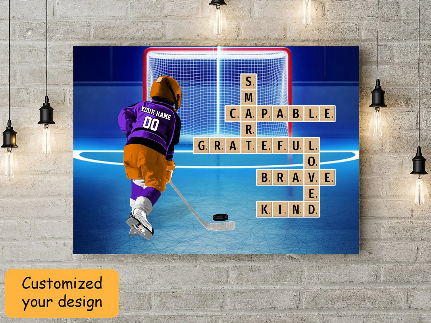 Personalized Ice Hockey Wall Art Canvas, Gifts For Son,Grandson With Custom Canvas Decor - Image 4