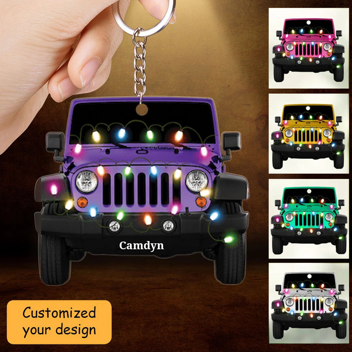 Personalized Jeep Car Christmas Acrylic Keychain, Custom Shape Keychain Decor, Car Lover Keychain - Image 2