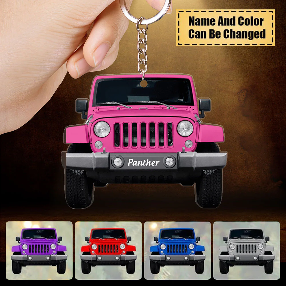 Personalized Jeep Keychain - Best Gift For Jeep Lovers, Jeep Acrylic Keychain for Christmas