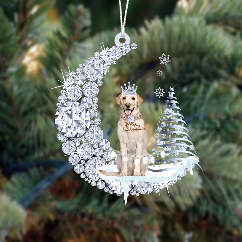 Personalized Labrador Retriever Diamond Moon Merry Christmas Mica Ornament - Best Gift For Dog Lovers, Dog Owners