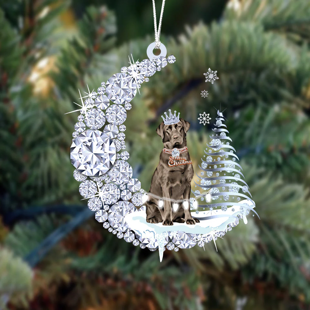 Personalized Labrador Retriever Diamond Moon Merry Christmas Mica Ornament - Best Gift For Dog Lovers, Dog Owners - Image 2