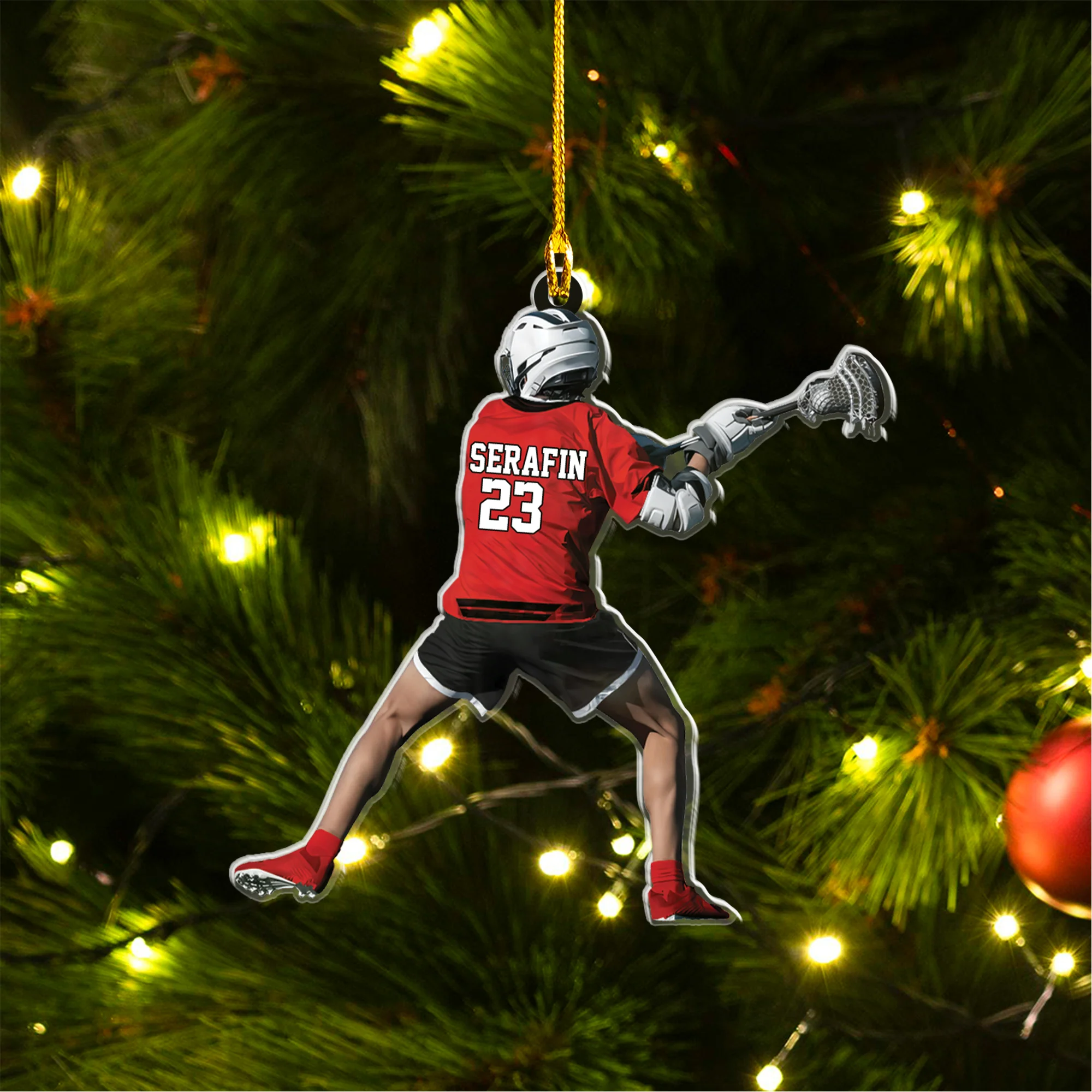Personalized Lacrosse Players Christmas Ornament, Gift For Lacrosse Lovers - Custom Shape Acrylic Ornament Christmas - Image 3