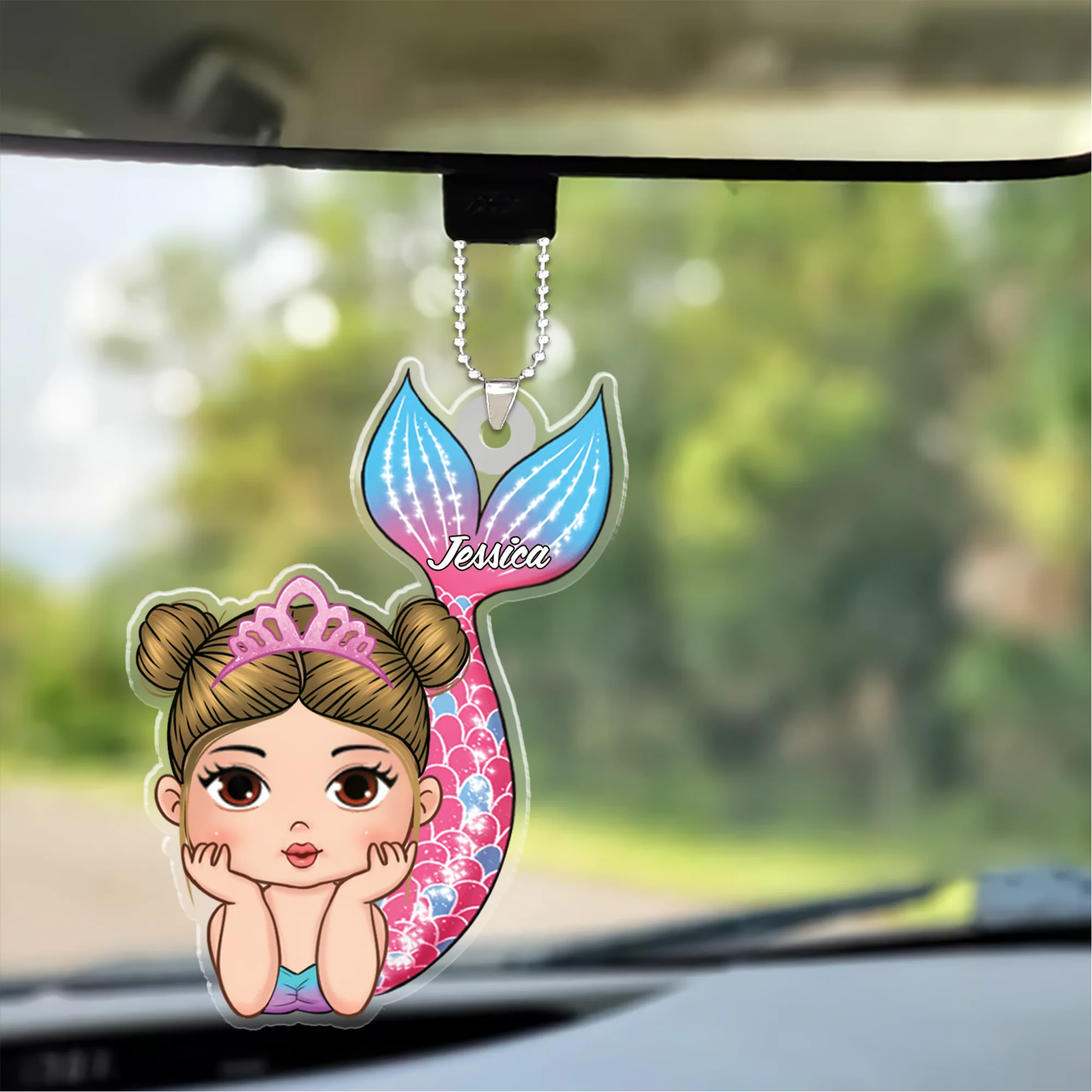 Personalized Lovely Girl Mermaid Acrylic Ornament, Gift For Daughter Granddaughter - Image 3
