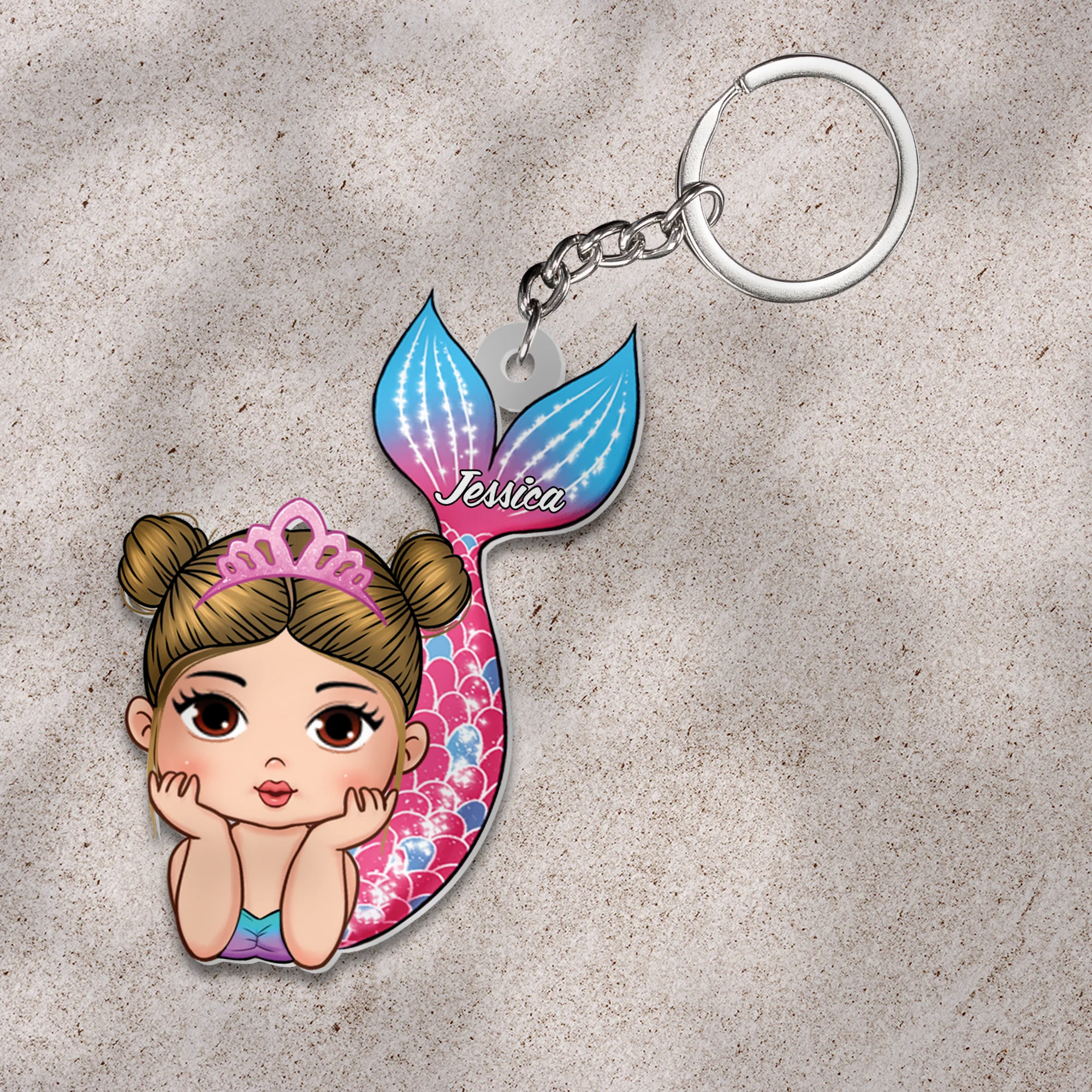 Personalized Lovely Girl Mermaid Acrylic Ornament, Gift For Daughter Granddaughter - Image 4