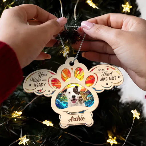 Personalized Memorial Dog Photo Wooden Ornament, Custom Pet Photo Wood Ornament - Memorial Gift For Dog Lovers, Pet Lovers, Christmas - Image 3