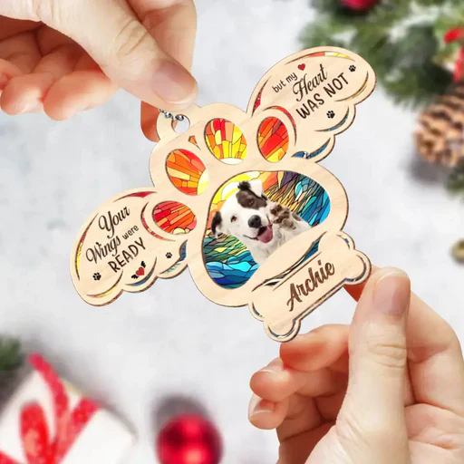 Personalized Memorial Dog Photo Wooden Ornament, Custom Pet Photo Wood Ornament - Memorial Gift For Dog Lovers, Pet Lovers, Christmas - Image 4