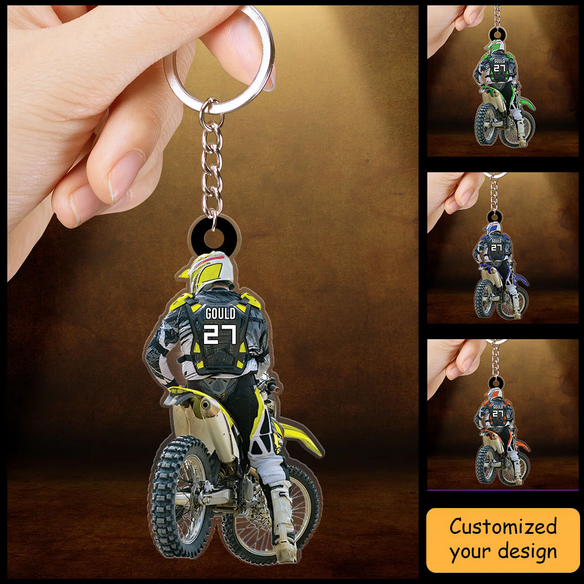 Personalized Motocross Racer Keychain, Customized Acrylic Keychain For Motocross Lovers - Image 2