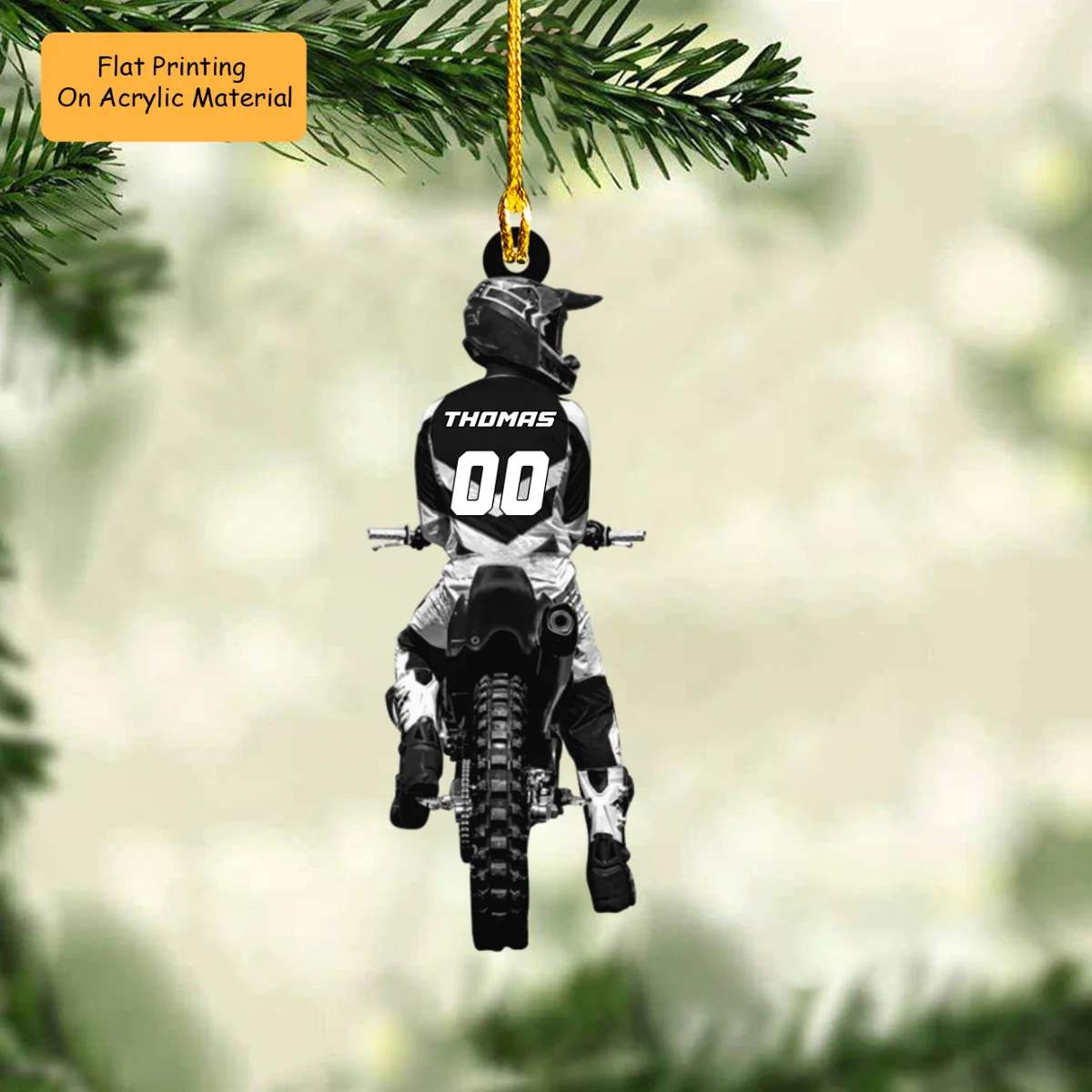 Personalized Motocross Riders Back View Flat Acrylic Ornament, Christmas Ornament Gifts For Son, Grandson, Motocross Riders - Image 3