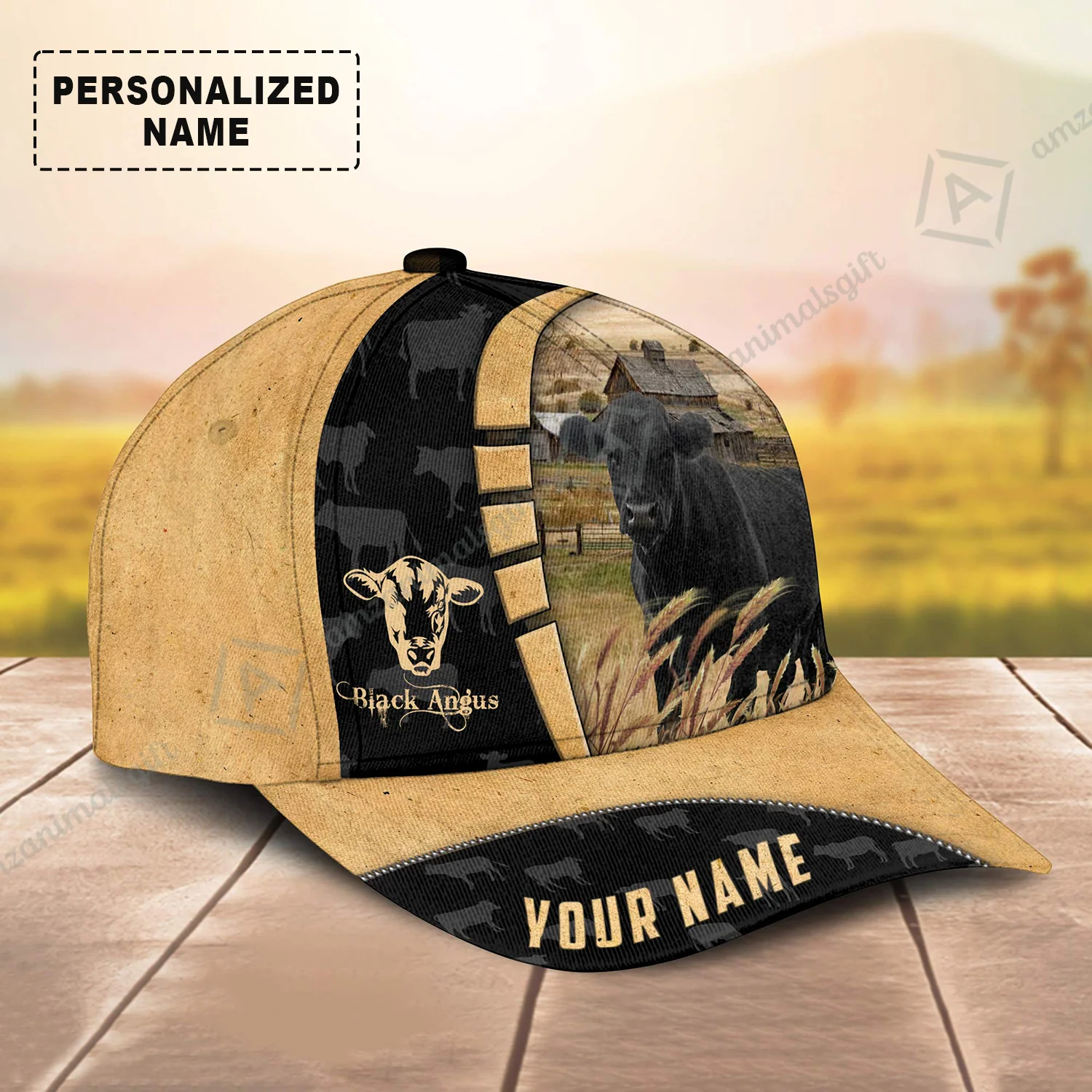 Personalized Name Black Angus Cap, Farm Cattle Pattern Custom Hats For Friend, Family, Farmers, Black Angus Lovers - Image 3