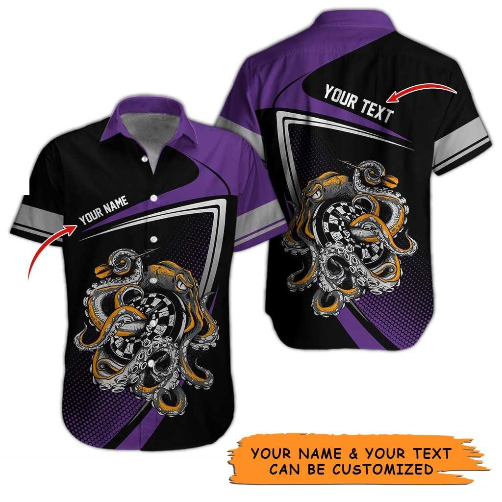 Personalized Name Darts Aloha Hawaiian Shirt - Amazing Darts Personalized Name Hawaiian Shirt, Octopus Hawaiian Shirt For Men & Women, Darts Lover - Image 3