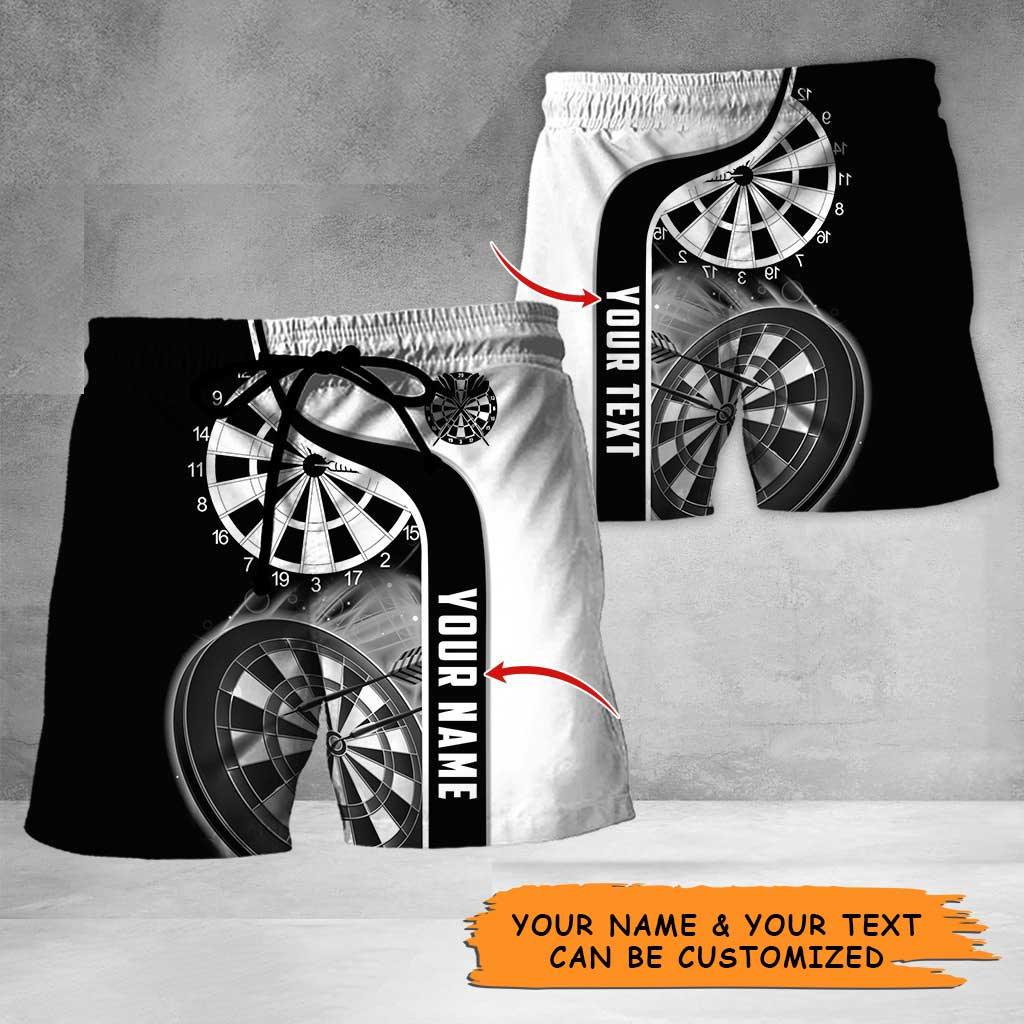Personalized Name Darts Aloha Hawaiian Shirt - Black & White Darts Pattern Personalized Name Hawaiian Shirt For Men & Women, Darts Lover - Image 2