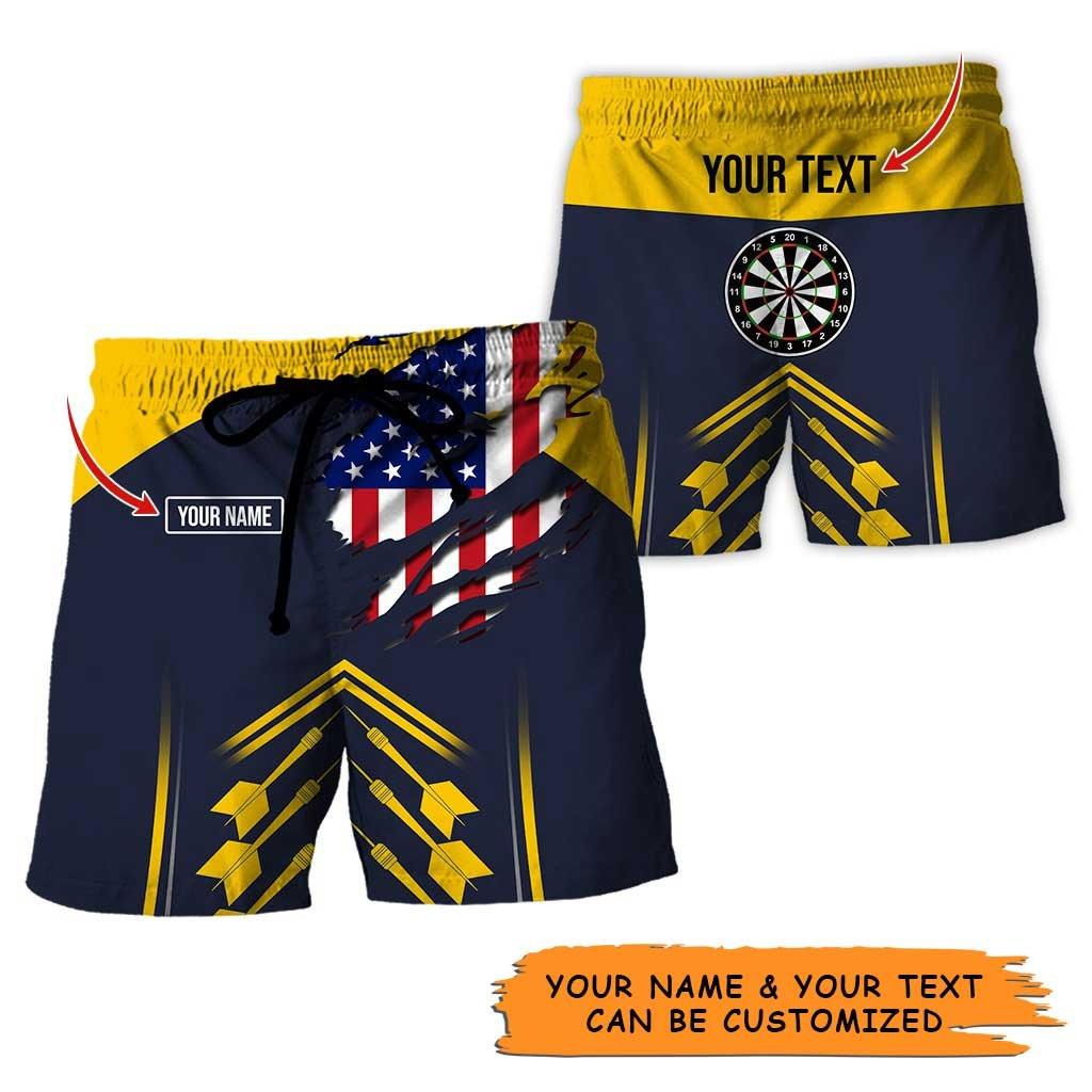 Personalized Name Darts Aloha Hawaiian Shirt - Colorful Darts Pattern And US Flag Personalized Name & Text Hawaiian Shirt For Men & Women, Darts Lover - Image 3