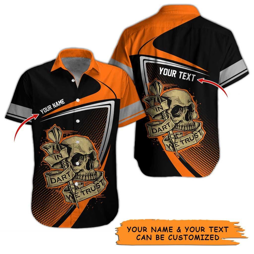 Personalized Name Darts Aloha Hawaiian Shirt - Cool Darts And Skull Pattern Personalized Name Hawaiian Shirt, Perfect Gift For Men & Women, Darts Lover - Image 3