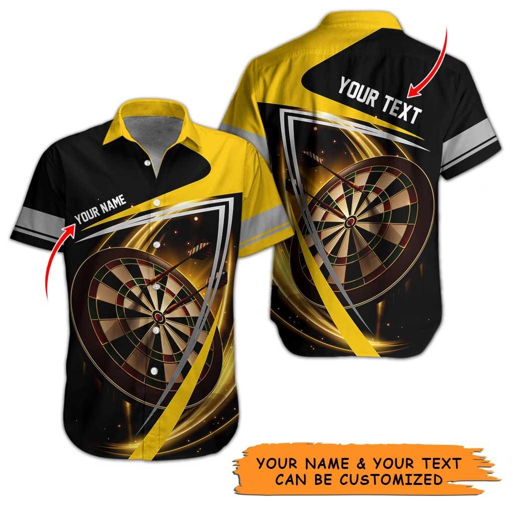 Personalized Name Darts Aloha Hawaiian Shirt - Cool Darts Personalized Name Hawaiian Shirt, Brown Target Hawaiian Shirt For Men & Women, Darts Lover