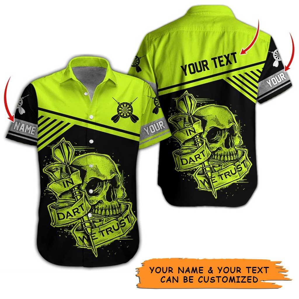 Personalized Name Darts Aloha Hawaiian Shirt - Cool In Darts We Trust And Skull Pattern Personalized Name Hawaiian Shirt For Men & Women, Darts Lover - Image 2