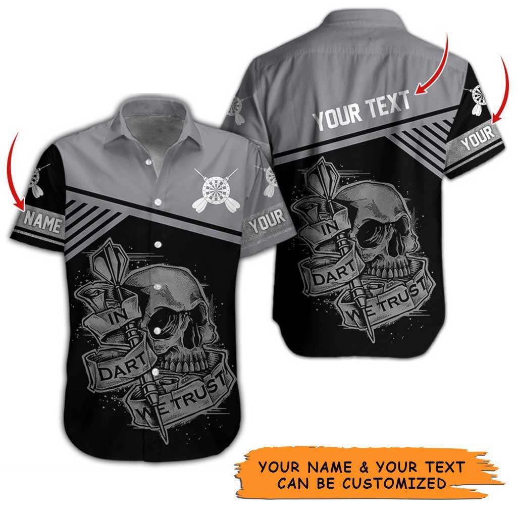 Personalized Name Darts Aloha Hawaiian Shirt - Cool In Darts We Trust And Skull Pattern Personalized Name Hawaiian Shirt For Men & Women, Darts Lover - Image 3