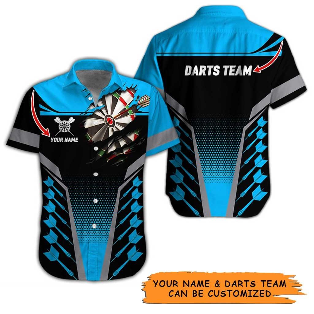 Personalized Name Darts Aloha Hawaiian Shirt - Darts And Fabric Torn Texture Personalized Name & Team Hawaiian Shirt For Men & Women, Darts Lover