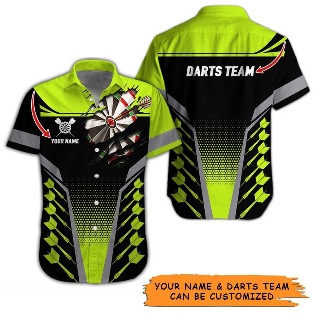 Personalized Name Darts Aloha Hawaiian Shirt - Darts And Fabric Torn Texture Personalized Name & Team Hawaiian Shirt For Men & Women, Darts Lover - Image 3