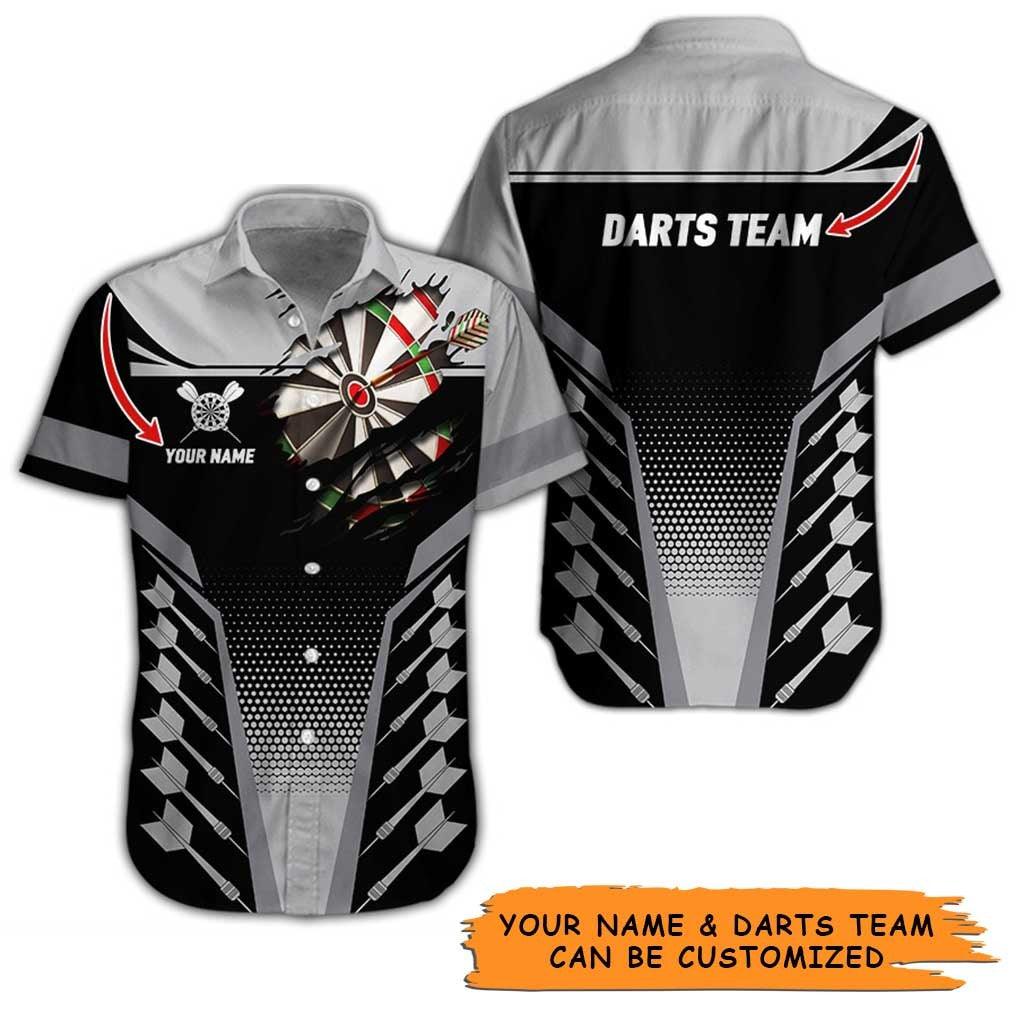Personalized Name Darts Aloha Hawaiian Shirt - Darts And Fabric Torn Texture Personalized Name & Team Hawaiian Shirt For Men & Women, Darts Lover - Image 4