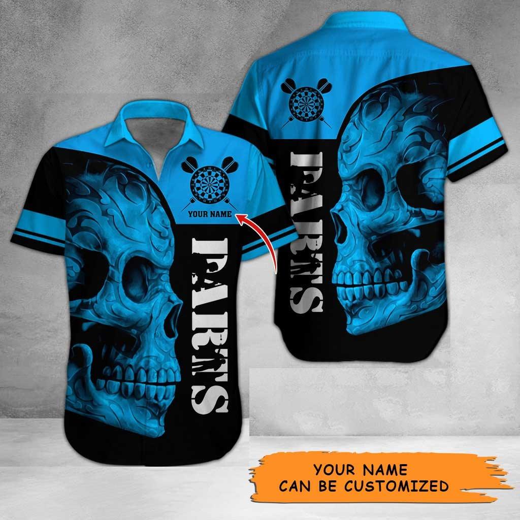 Personalized Name Darts Aloha Hawaiian Shirt - Darts Pattern Hawaiian Shirt, Skull Hawaiian Shirt Personalized Name Hawaiian Shirt For Men & Women, Darts Lover