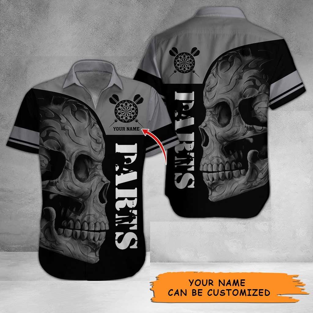 Personalized Name Darts Aloha Hawaiian Shirt - Darts Pattern Hawaiian Shirt, Skull Hawaiian Shirt Personalized Name Hawaiian Shirt For Men & Women, Darts Lover - Image 2