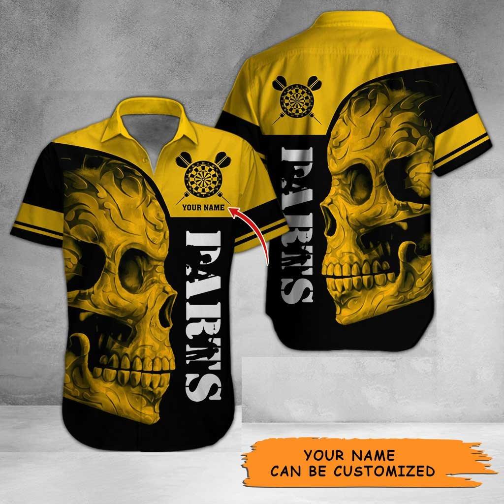 Personalized Name Darts Aloha Hawaiian Shirt - Darts Pattern Hawaiian Shirt, Skull Hawaiian Shirt Personalized Name Hawaiian Shirt For Men & Women, Darts Lover - Image 3