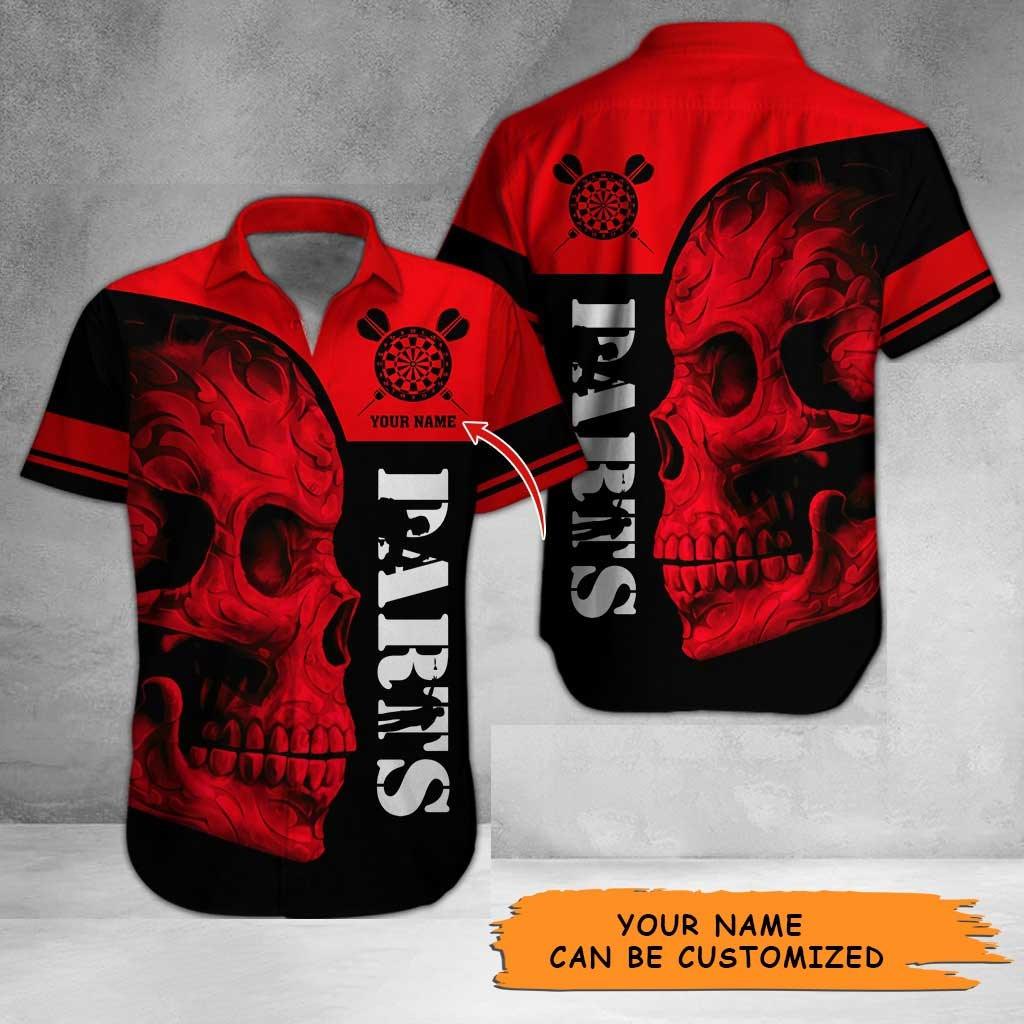 Personalized Name Darts Aloha Hawaiian Shirt - Darts Pattern Hawaiian Shirt, Skull Hawaiian Shirt Personalized Name Hawaiian Shirt For Men & Women, Darts Lover - Image 4