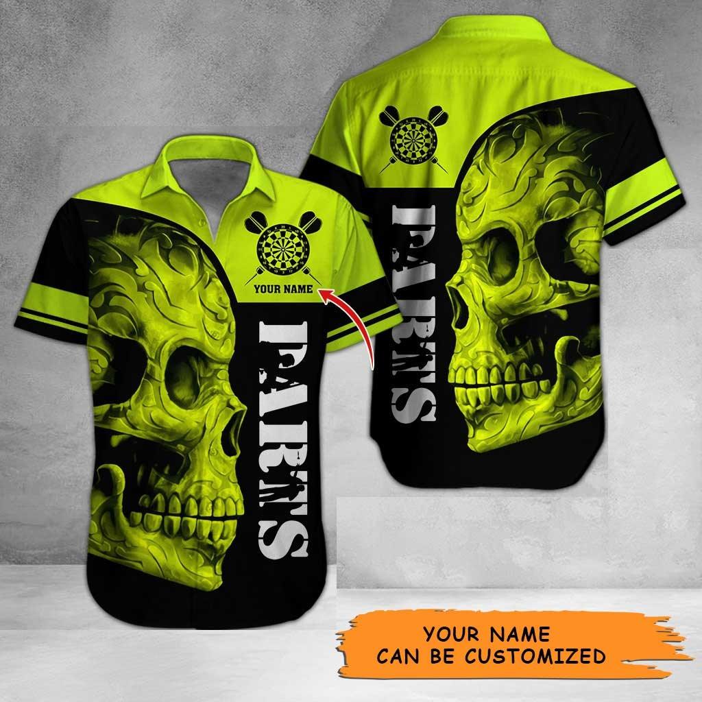 Personalized Name Darts Aloha Hawaiian Shirt - Darts Pattern Hawaiian Shirt, Skull Hawaiian Shirt Personalized Name Hawaiian Shirt For Men & Women, Darts Lover - Image 6